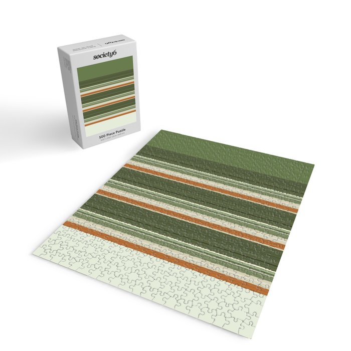 Sage Olive Green Stripes Jigsaw Puzzle Gallery Image 2