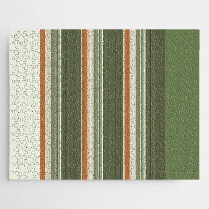 Sage Olive Green Stripes Jigsaw Puzzle Gallery Image 1