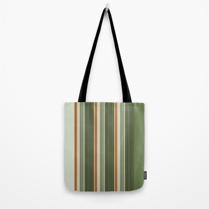 Sage Olive Green Stripes Tote Bag Gallery Image 2