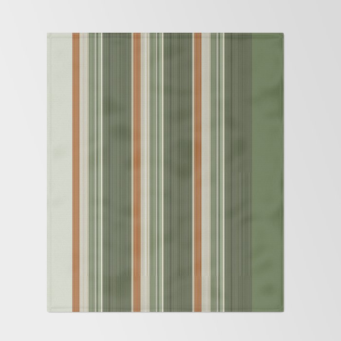 Sage Olive Green Stripes Throw Blanket Gallery Image 2