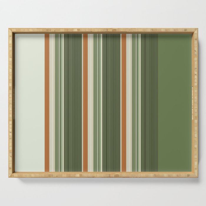 Sage Olive Green Stripes Serving Tray Gallery Image 1