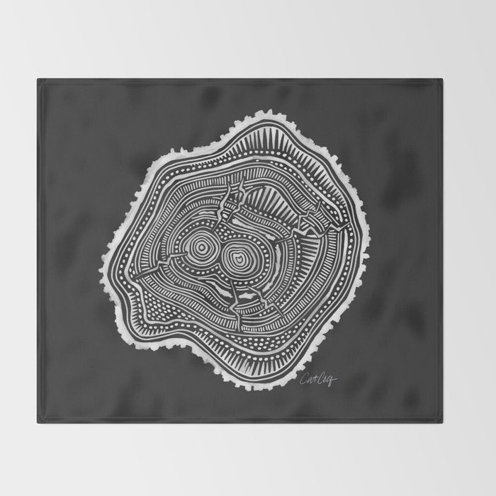 Peachleaf Willow â White on Black Throw Blanket Gallery Image 2