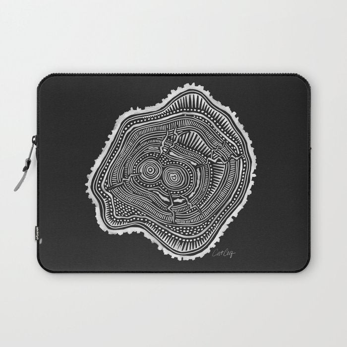 Peachleaf Willow â White on Black Laptop Sleeve Gallery Image 1