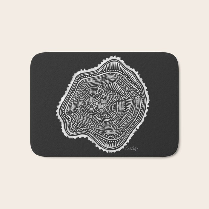 Peachleaf Willow â White on Black Bath Mat Gallery Image 1