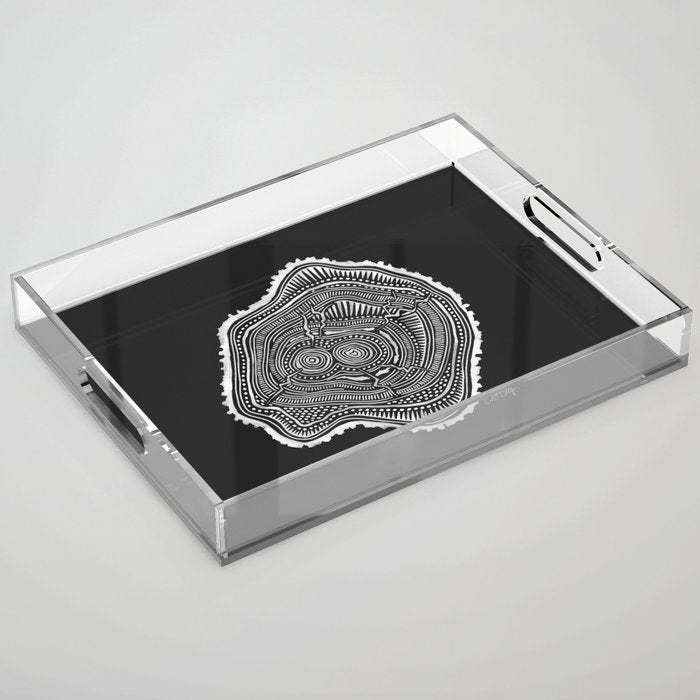 Peachleaf Willow â White on Black Acrylic Tray Gallery Image 1