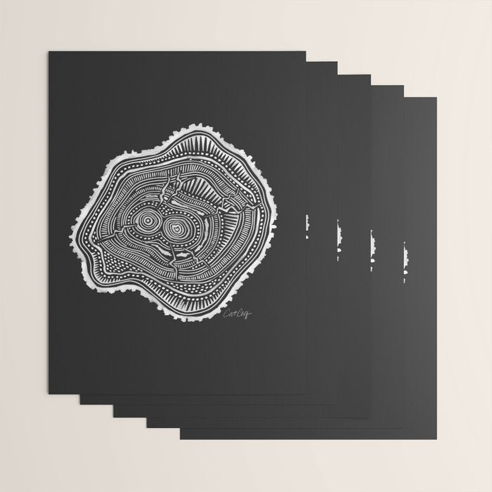 Peachleaf Willow â White on Black Wrapping Paper Gallery Image 3