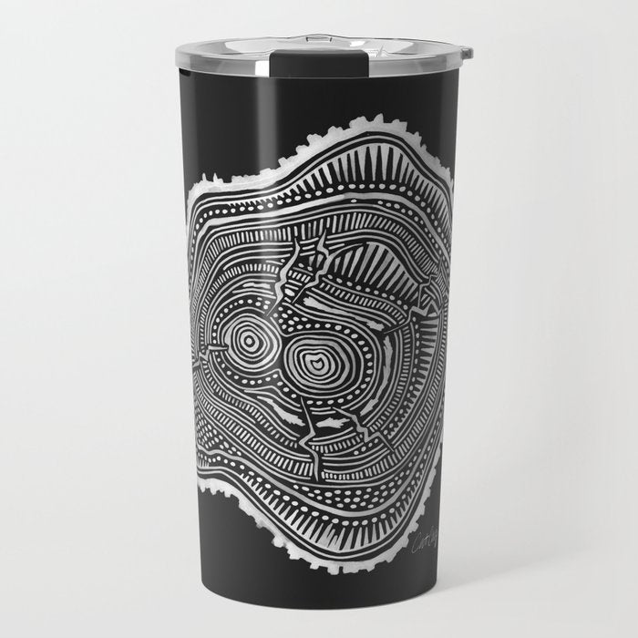 Peachleaf Willow â White on Black Travel Mug Gallery Image 1