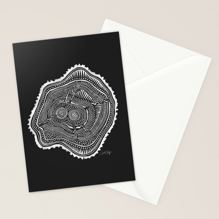 Peachleaf Willow â White on Black Stationery Card Gallery Image 2