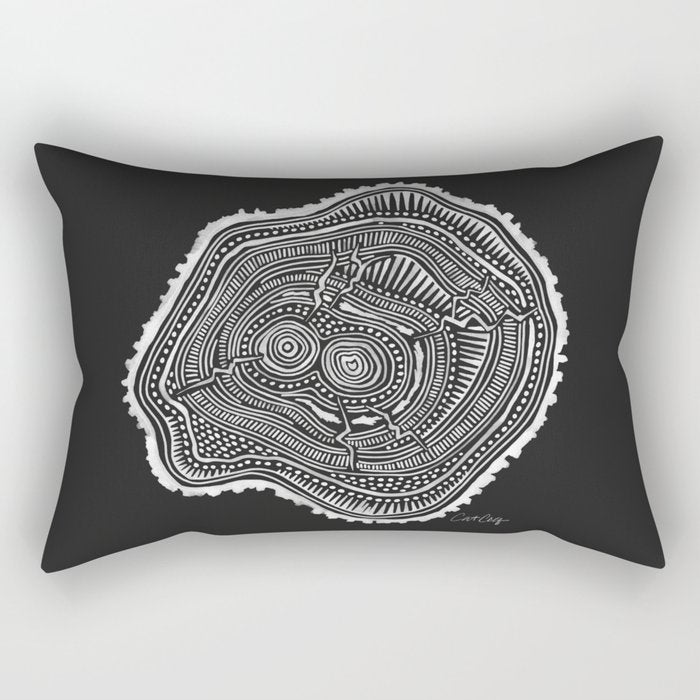 Peachleaf Willow â White on Black Rectangular Pillow Gallery Image 1