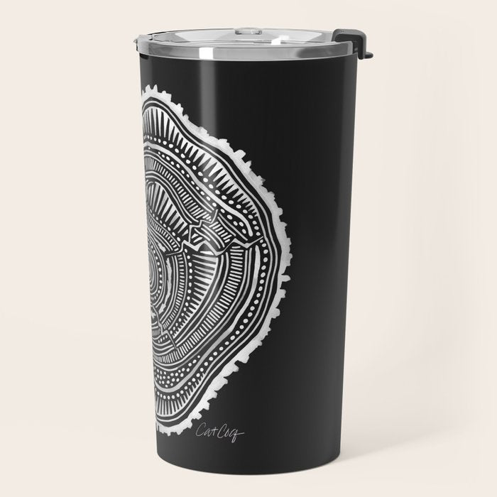 Peachleaf Willow â White on Black Travel Mug Gallery Image 2