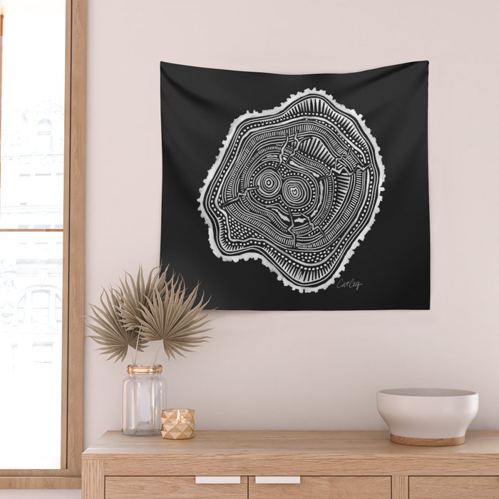 Peachleaf Willow â White on Black Wall Tapestry Gallery Image 2