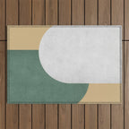 Halfmoon Colorblock - White Green on Gold Outdoor Rug Gallery Image 1