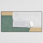 Halfmoon Colorblock - White Green on Gold Desk Mat Gallery Image 1