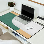 Halfmoon Colorblock - White Green on Gold Desk Mat Gallery Image 2
