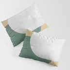 Halfmoon Colorblock - White Green on Gold Pillow Sham Gallery Image 3