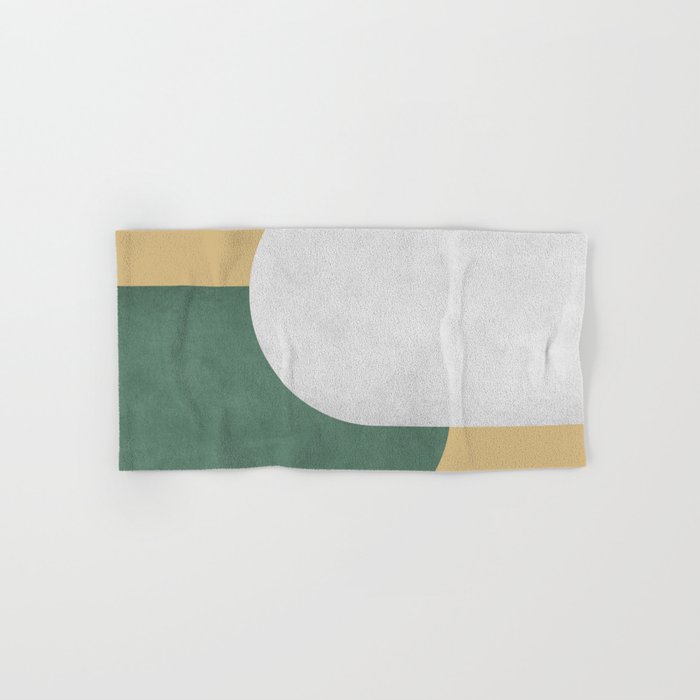 Halfmoon Colorblock - White Green on Gold Bath Towel Gallery Image 1