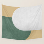 Halfmoon Colorblock - White Green on Gold Wall Tapestry Gallery Image 4