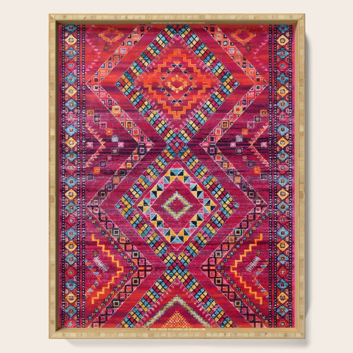Rose Oasis: Vintage Bohemian Geometric Heritage Serving Tray Gallery Image 1
