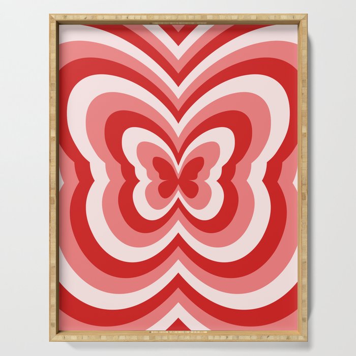 Retro 70s Butterfly in Red Serving Tray Gallery Image 1