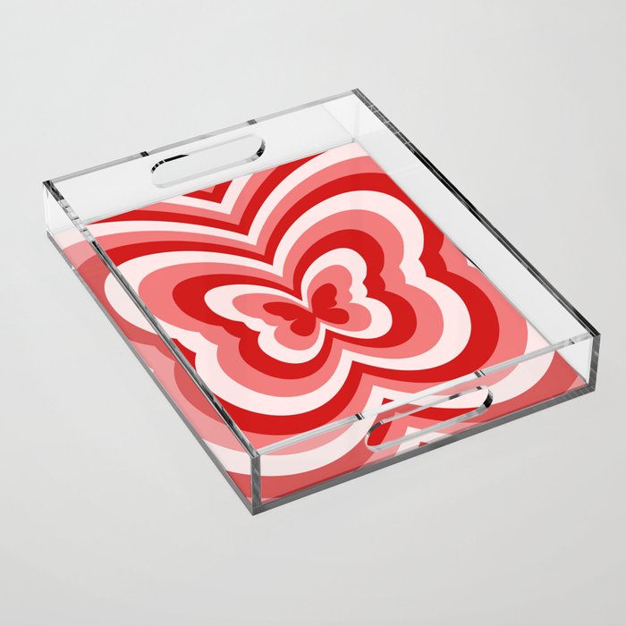 Retro 70s Butterfly in Red Acrylic Tray Gallery Image 1