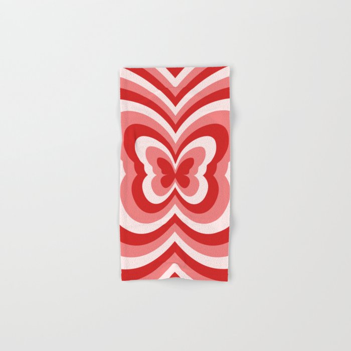 Retro 70s Butterfly in Red Bath Towel Gallery Image 1