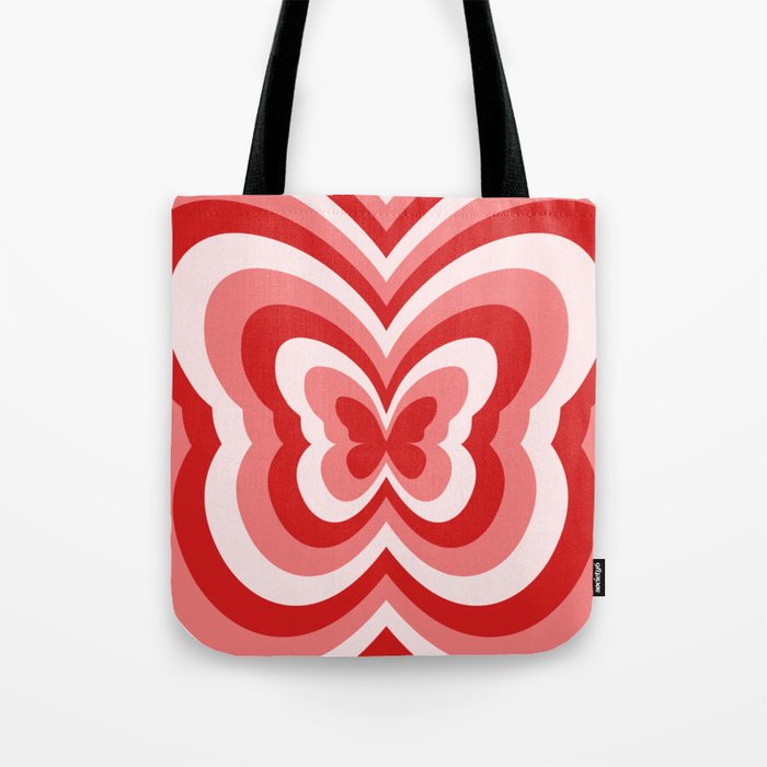 Retro 70s Butterfly in Red Tote Bag Gallery Image 1