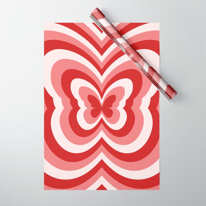 Retro 70s Butterfly in Red Wrapping Paper Gallery Image 1