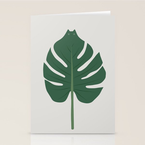 Cat and Plant 24: Meowstera Leaf Stationery Card Gallery Image 2
