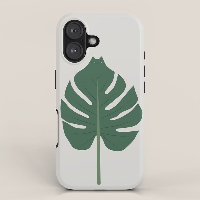 Cat and Plant 24: Meowstera Leaf iPhone Case Gallery Image 1