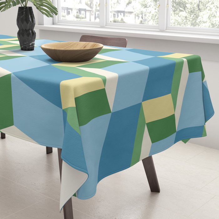 Cuboid Geometric Abstract Shapes Pattern XXVII Tablecloth Gallery Image 3
