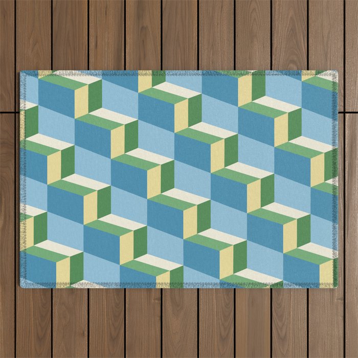 Cuboid Geometric Abstract Shapes Pattern XXVII Outdoor Rug Gallery Image 1