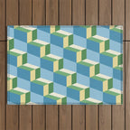 Cuboid Geometric Abstract Shapes Pattern XXVII Outdoor Rug Gallery Image 1