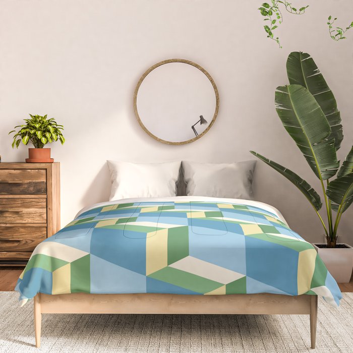 Cuboid Geometric Abstract Shapes Pattern XXVII Comforter Gallery Image 3