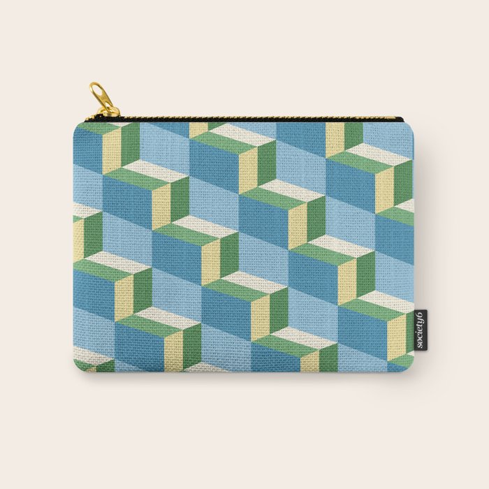Cuboid Geometric Abstract Shapes Pattern XXVII Carry All Pouch Gallery Image 1