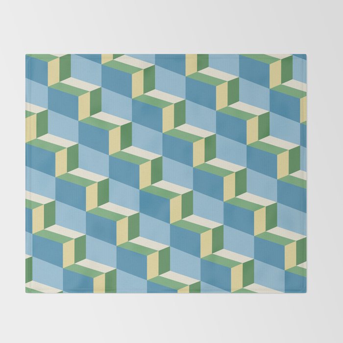 Cuboid Geometric Abstract Shapes Pattern XXVII Throw Blanket Gallery Image 2