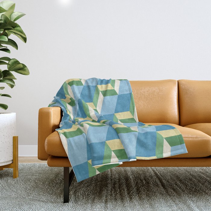 Cuboid Geometric Abstract Shapes Pattern XXVII Throw Blanket Gallery Image 1
