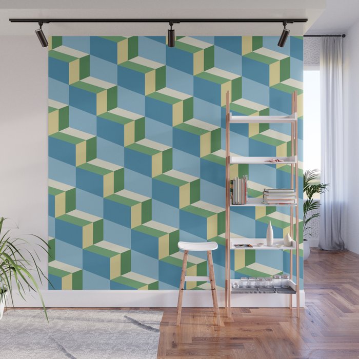 Cuboid Geometric Abstract Shapes Pattern XXVII Wall Mural Gallery Image 1
