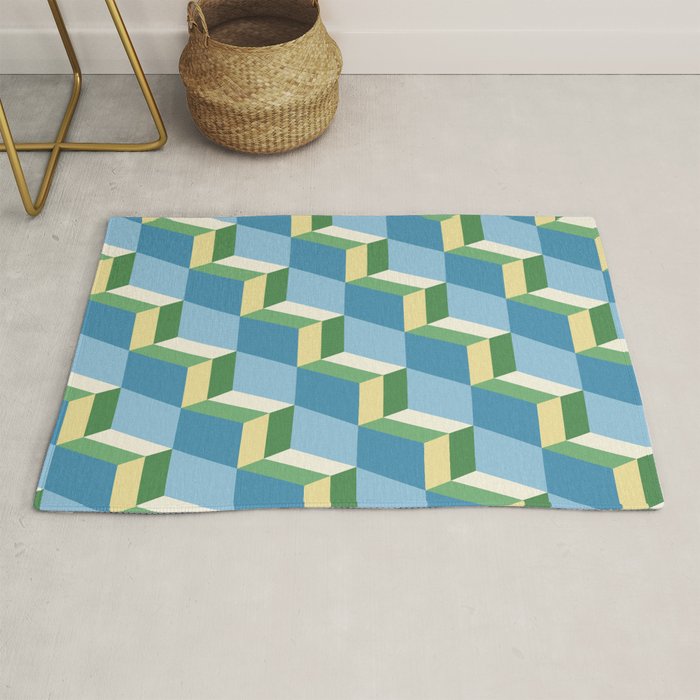 Cuboid Geometric Abstract Shapes Pattern XXVII Rug Gallery Image 1