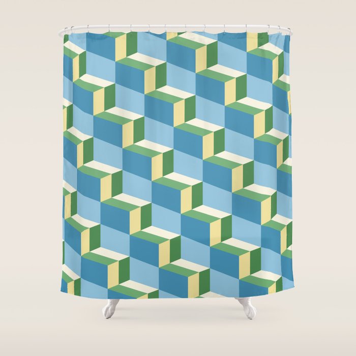 Cuboid Geometric Abstract Shapes Pattern XXVII Shower Curtain Gallery Image 1