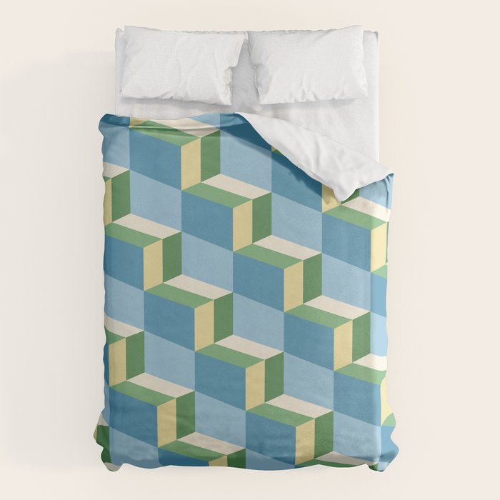 Cuboid Geometric Abstract Shapes Pattern XXVII Duvet Cover Gallery Image 6