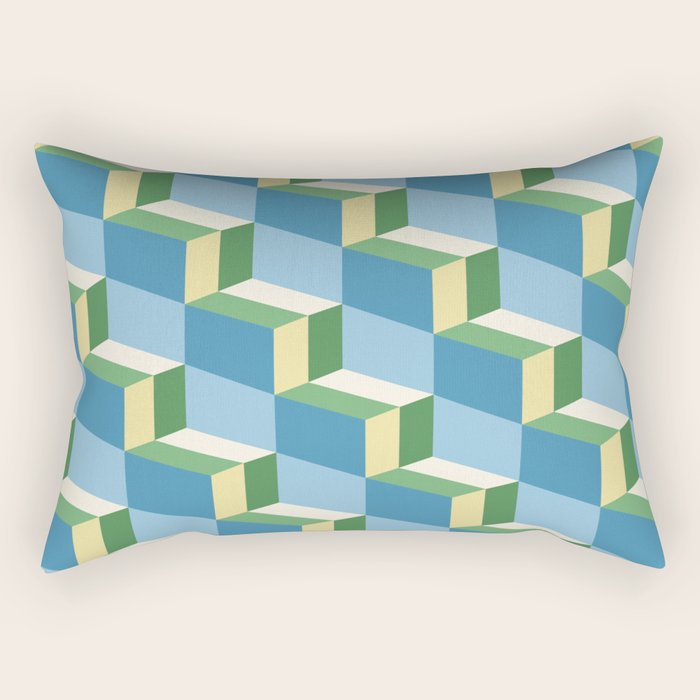 Cuboid Geometric Abstract Shapes Pattern XXVII Rectangular Pillow Gallery Image 1