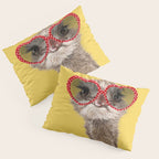Fashion Hipster Ostrich in Yellow Pillow Sham Gallery Image 3