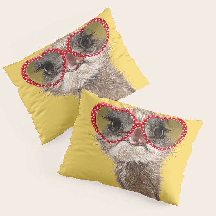 Fashion Hipster Ostrich in Yellow Pillow Sham Gallery Image 3