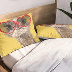 Fashion Hipster Ostrich in Yellow Pillow Sham Gallery Image 2