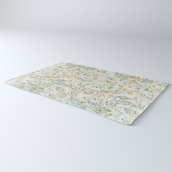 William Morris Vintage Melsetter Grey Silver Blue Pastel Floral  Rug Gallery Image 3