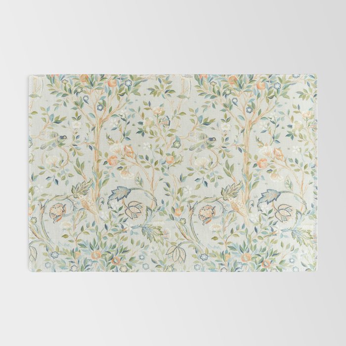 William Morris Vintage Melsetter Grey Silver Blue Pastel Floral  Rug Gallery Image 2