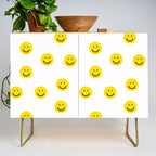 Smiley faces white yellow happy simple smiley pattern smile face kids nursery boys girls decor Credenza Gallery Image 1