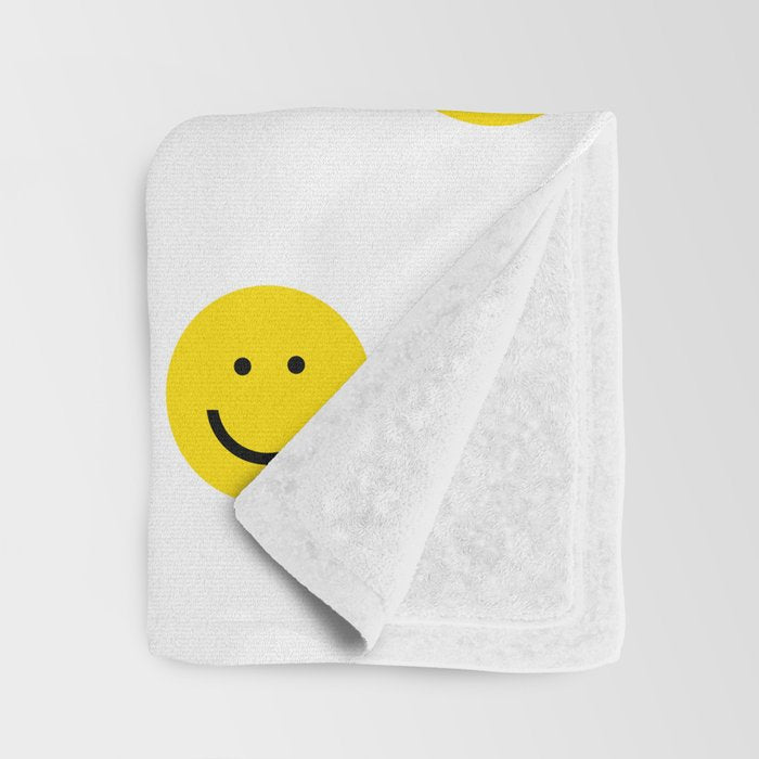 Smiley faces white yellow happy simple smiley pattern smile face kids nursery boys girls decor Throw Blanket Gallery Image 3