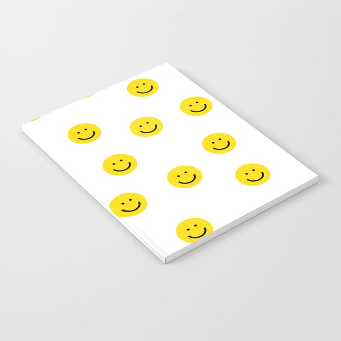 Smiley faces white yellow happy simple smiley pattern smile face kids nursery boys girls decor Notebook Gallery Image 1