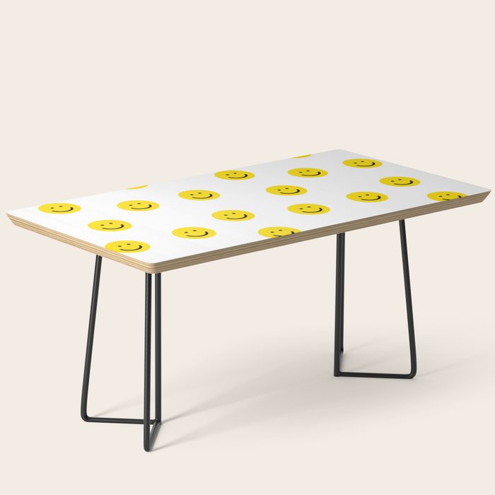 Smiley faces white yellow happy simple smiley pattern smile face kids nursery boys girls decor Coffee Table Gallery Image 1